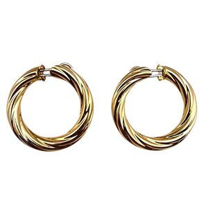 14K Yellow Gold Twisted Hoop Earrings #22693